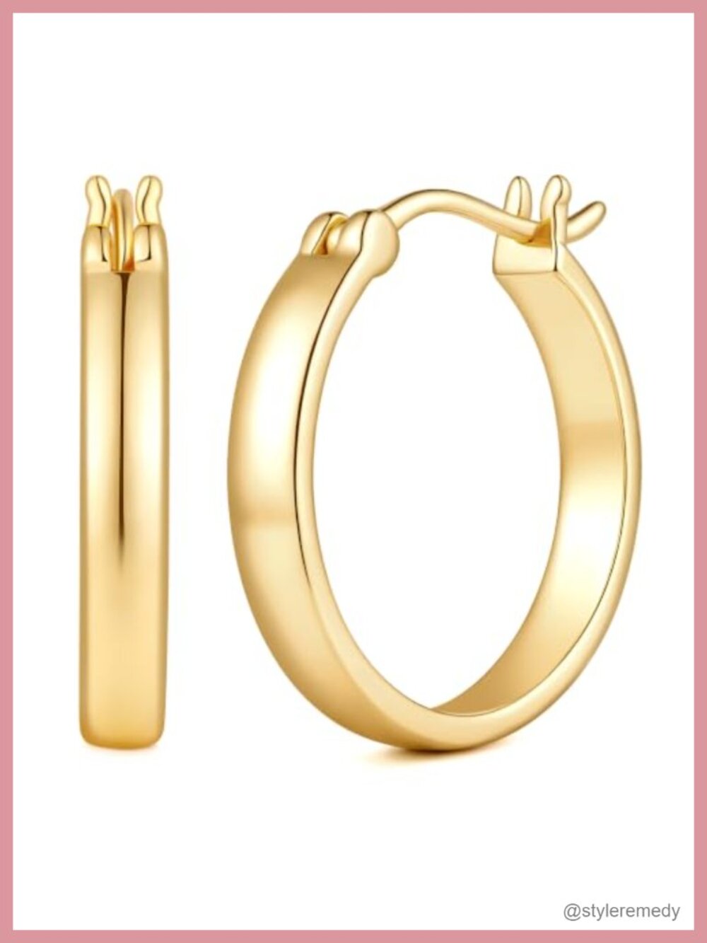 14K Gold Plated Hoop Earrings Latch Back 15-40mm Women